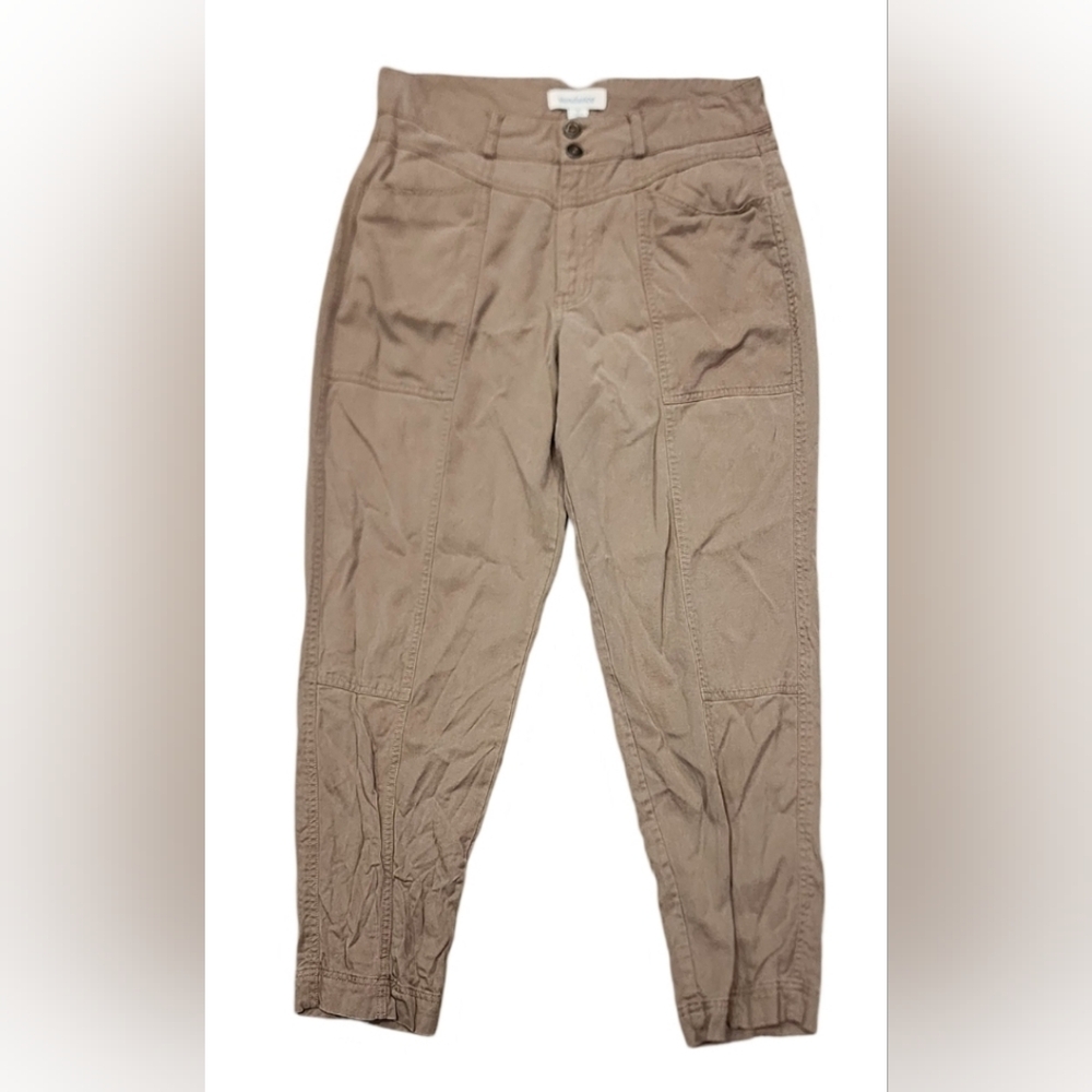 Sundance cargo tapered leg high waist tan soft pants, size 8